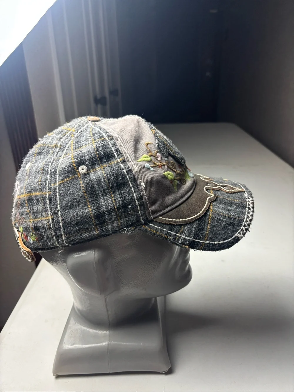 True Religion Distressed Multicolor Vintage Denim Cap Hat women Snapback